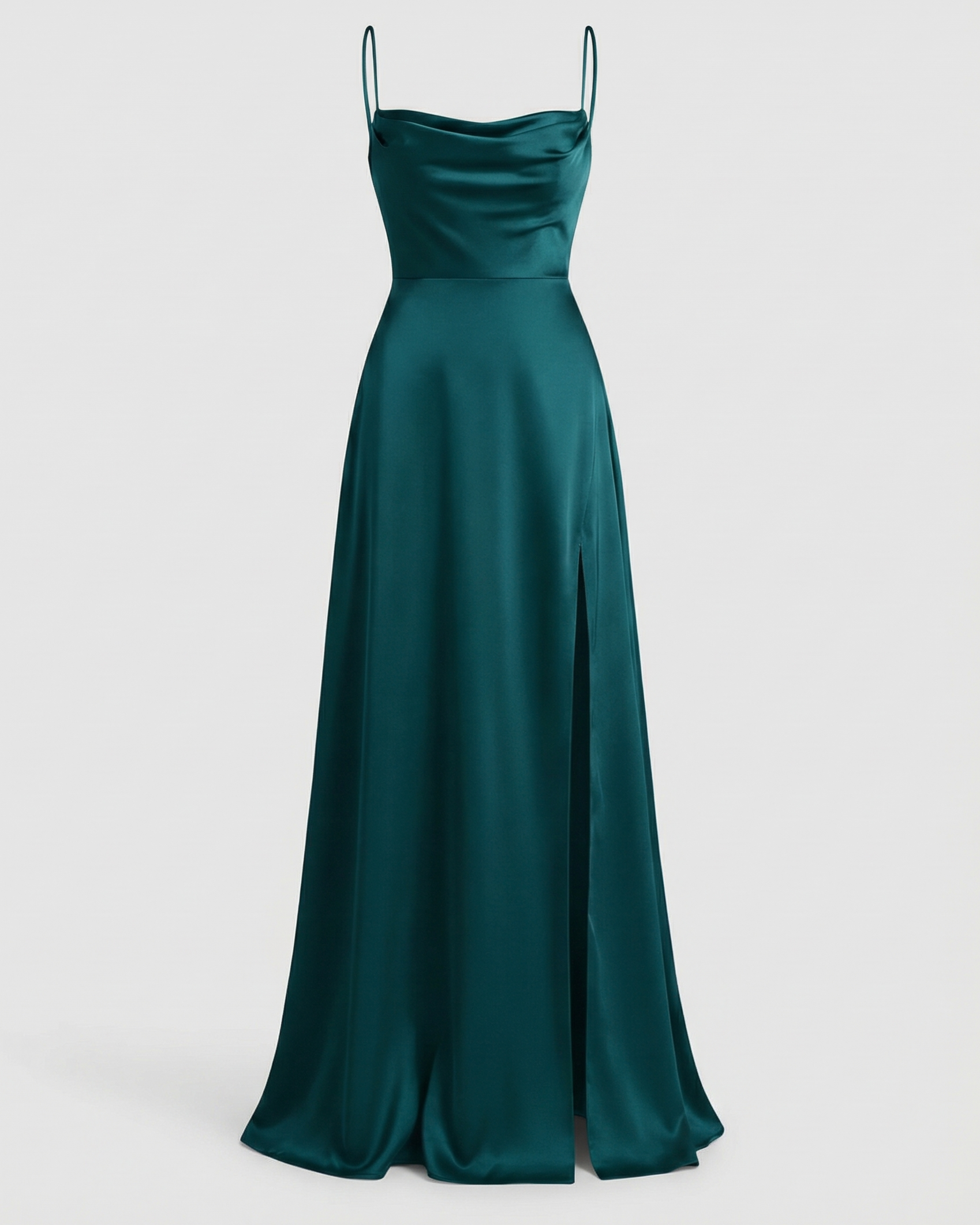Vestido maxi satinado para mujer, tirantes finos