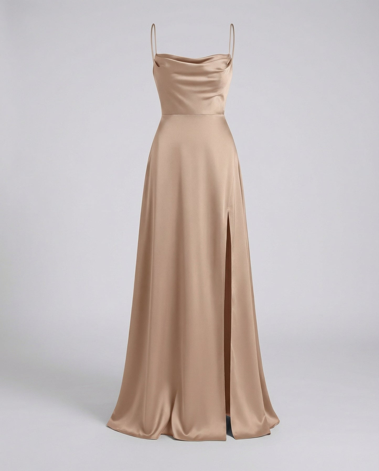 Vestido largo satinado para mujer, fluido