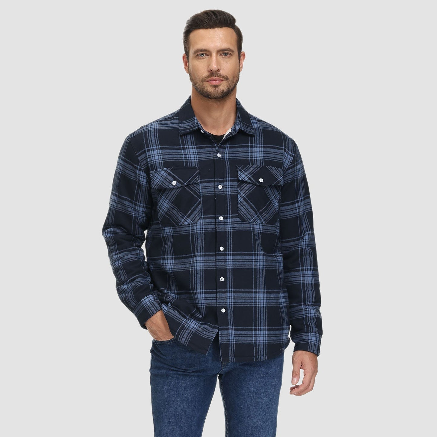 Sopracamicia casual con tasche — Camicia-giacca da mezza stagione