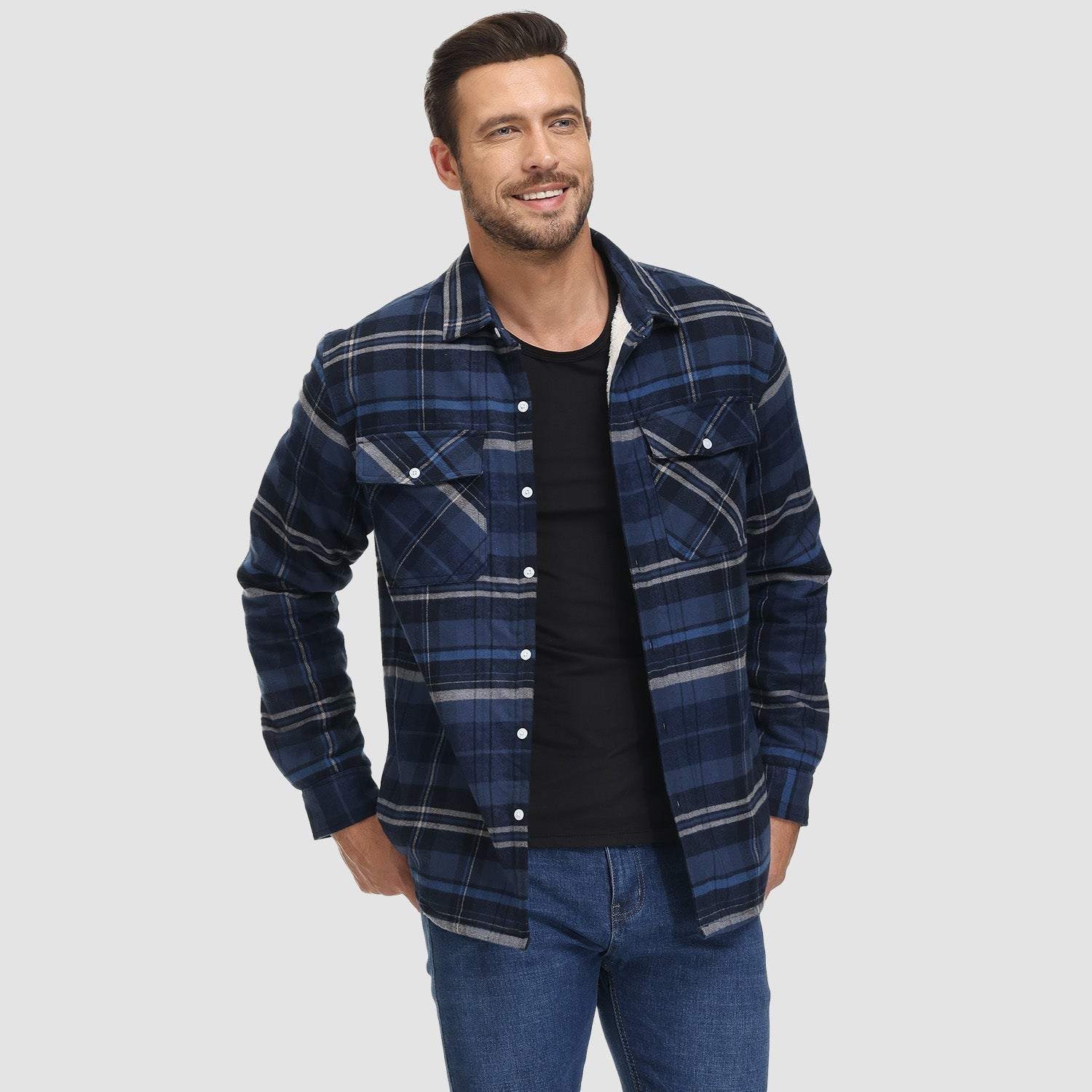 Sopracamicia casual con tasche — Camicia-giacca da mezza stagione