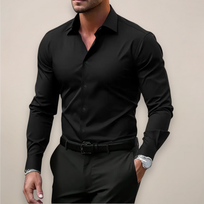 Camicia slim elegante — Camicia a manica lunga primaverile con collo classico