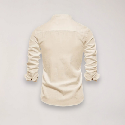Camicia a manica lunga con collo alla coreana e ricamo — Camicia smart casual