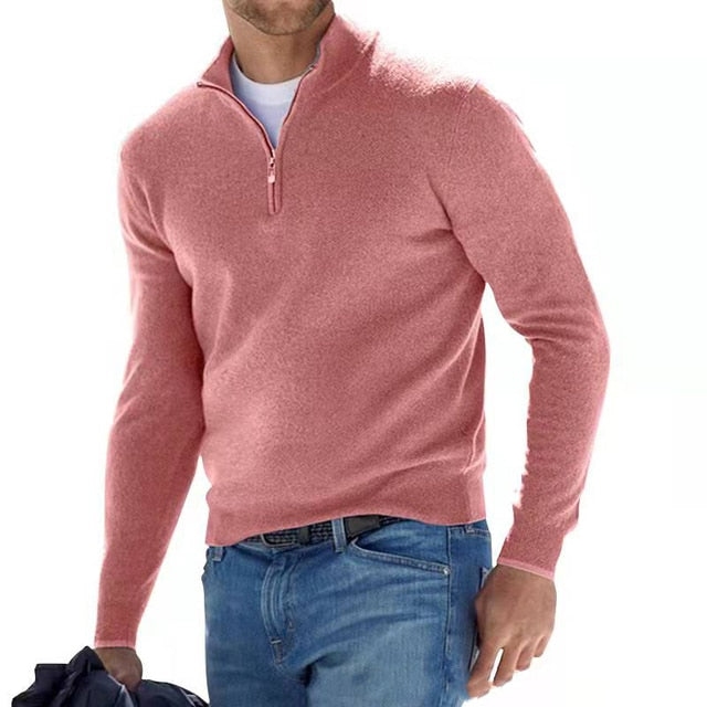 Jersey de punto para hombre, media cremallera