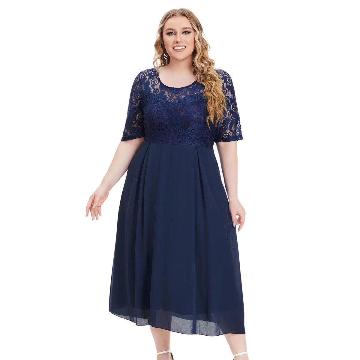 Abito lungo in chiffon dal taglio regolare — Abito da sera a manica lunga