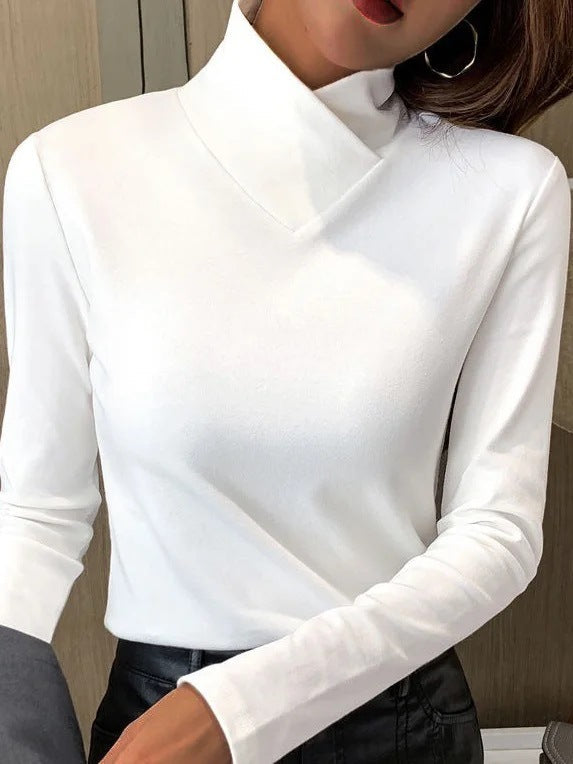 Maglione a collo alto a manica lunga, taglio slim — Dolcevita in maglia