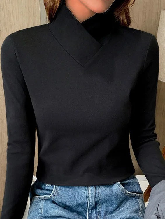 Maglione a collo alto a manica lunga, taglio slim — Dolcevita in maglia
