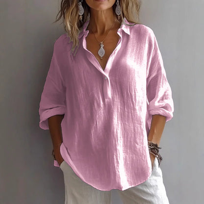 Camicia di lino con bottoni e manica ampia — Camicia casual estiva