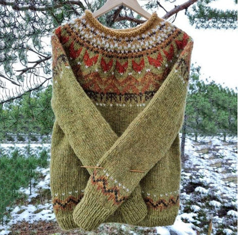 Maglione in lana in stile nordico vintage — Maglione caldo invernale
