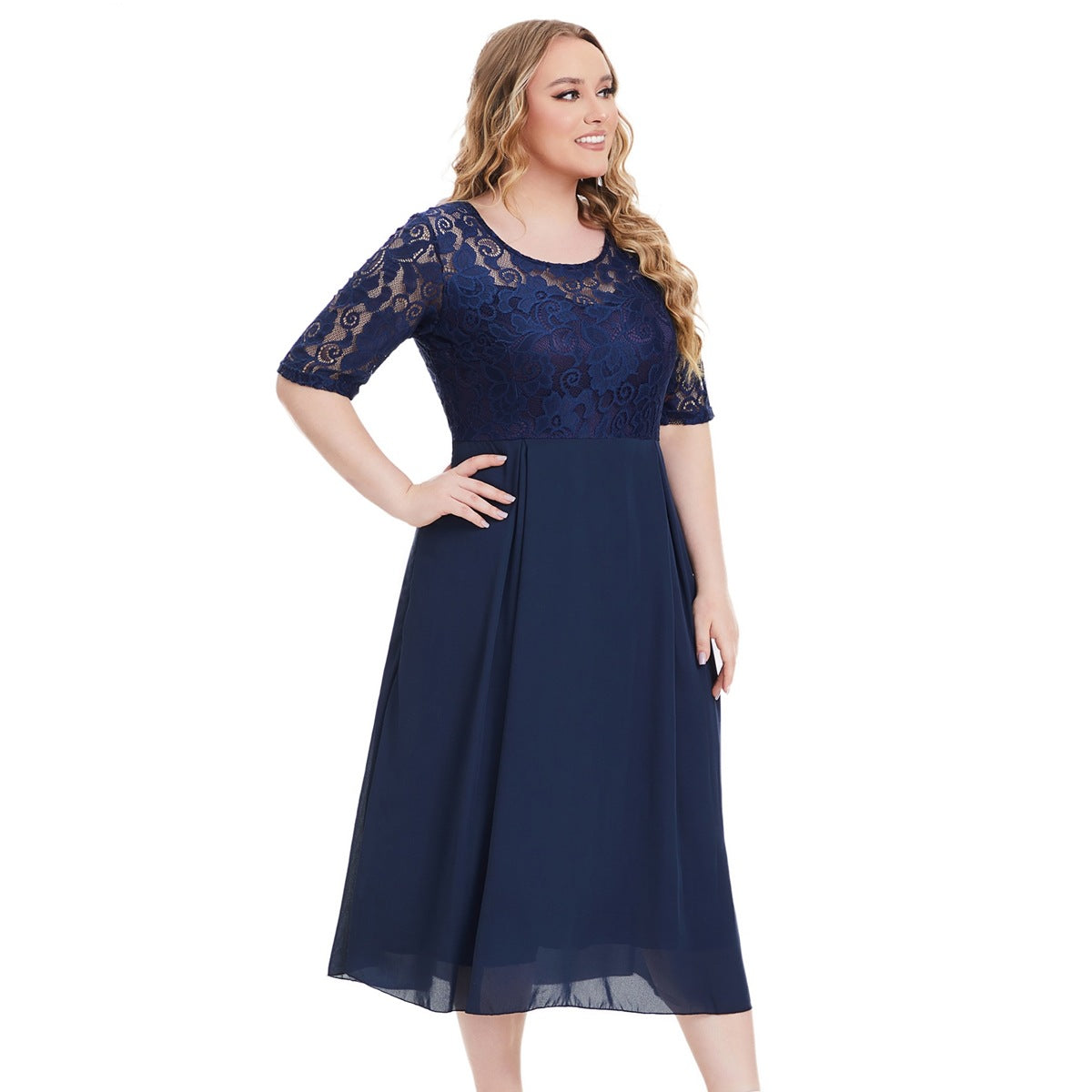 Abito lungo in chiffon dal taglio regolare — Abito da sera a manica lunga
