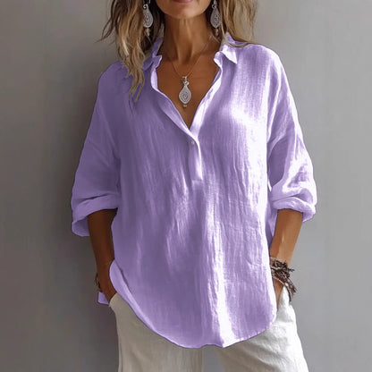 Camicia di lino con bottoni e manica ampia — Camicia casual estiva