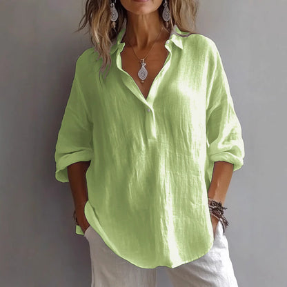 Camicia di lino con bottoni e manica ampia — Camicia casual estiva