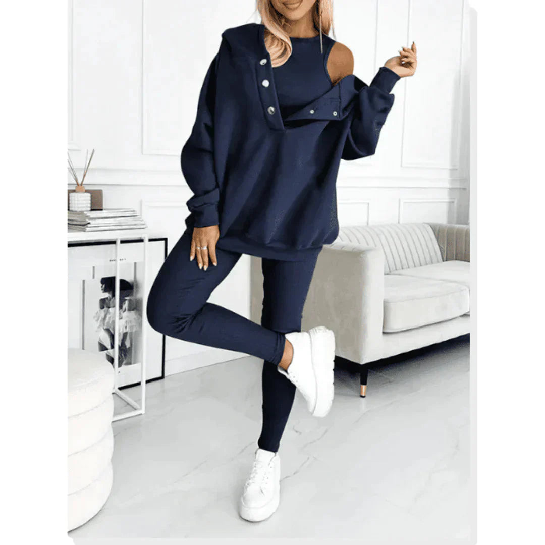 Completo loungewear di 3 pezzi — Giacca e pantaloni di cotone