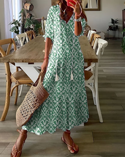 Abito lungo in stile boho dal taglio fluido — Abito da spiaggia versatile