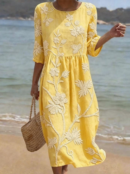 Vestido floral para mujer, detalles texturizados