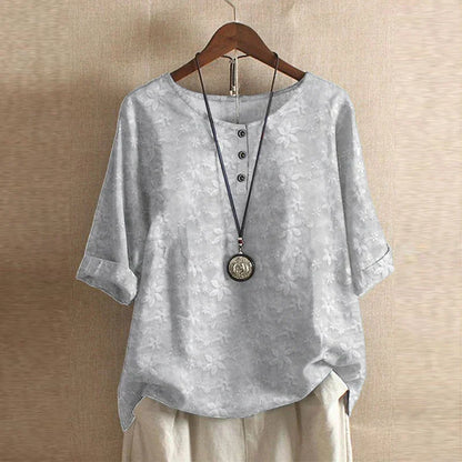 Blusa d'ispirazione retro con stampa floreale — Blusa fluida e versatile