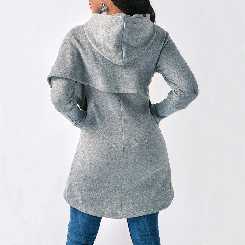 Felpa con cappuccio dal design asimmetrico — Hoodie morbida e calda
