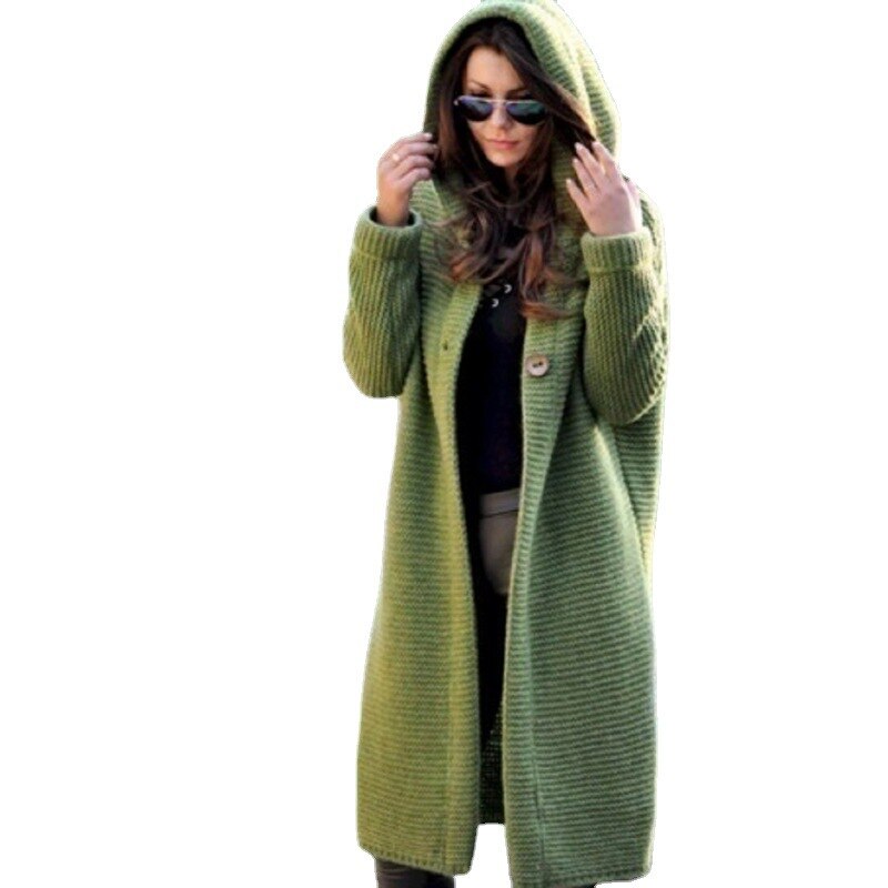 Cardigan in maglia con cappuccio — Giacca in maglia morbida e calda