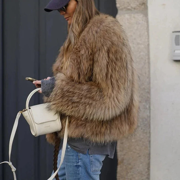 Abrigo de felpa para mujer, invierno