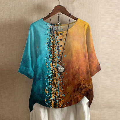 Blusa d'ispirazione retro con stampa floreale — Blusa fluida e versatile