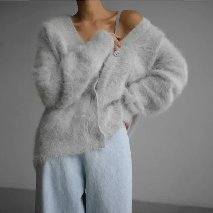 Cárdigan de cachemira para mujer, corte oversize