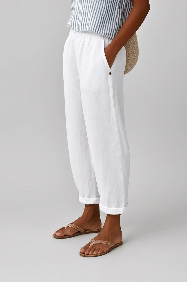 Pantalones de algodón para mujer, cintura elástica