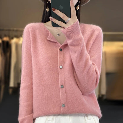 Cardigan in maglia con bottoni e collo tondo — Cardigan classico