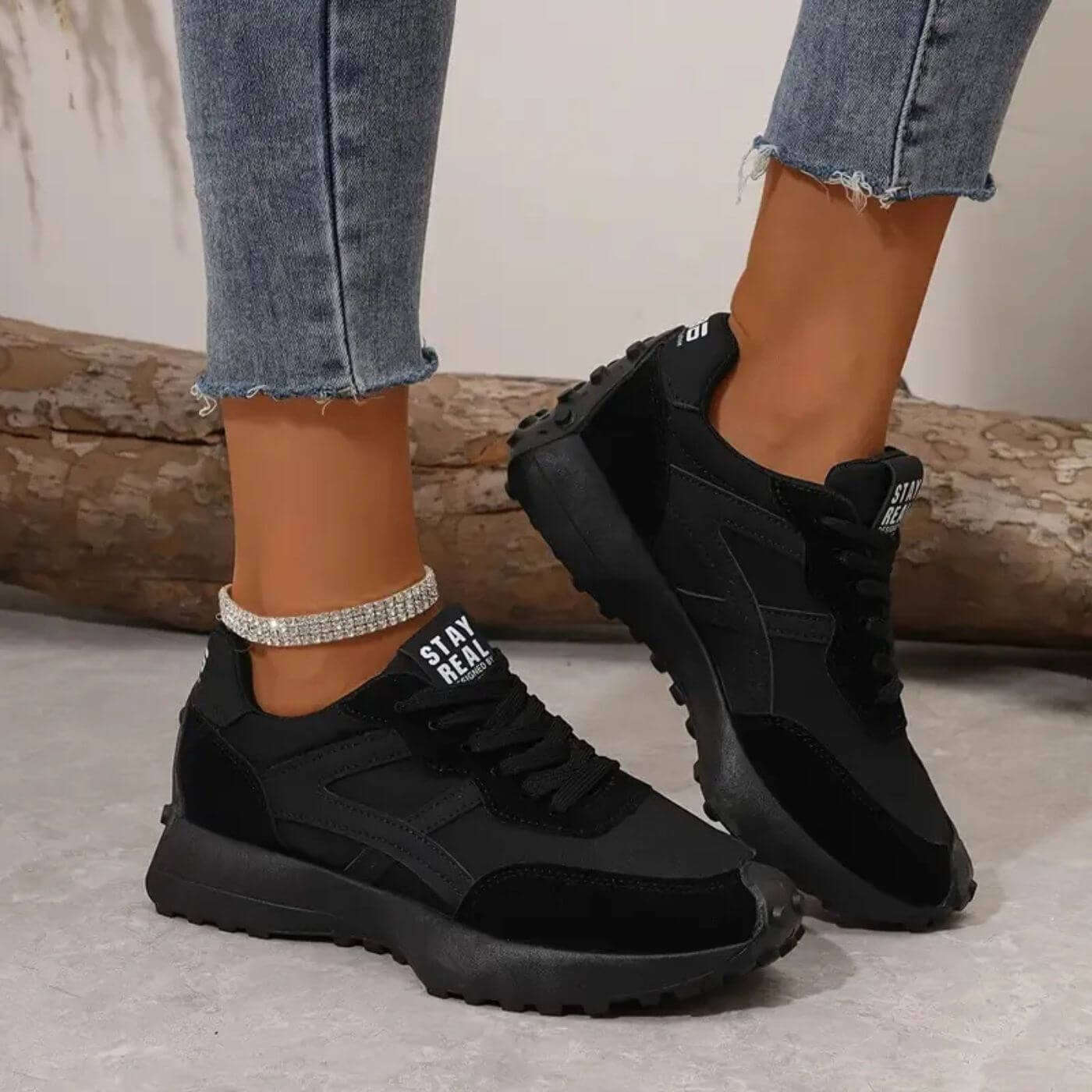 Zapatillas para mujer, cierre de cordones