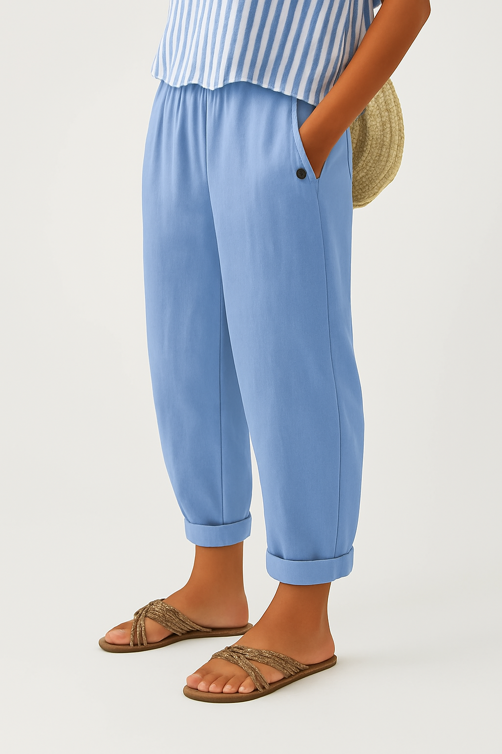 Pantalones rectos de algodón para mujer, casual