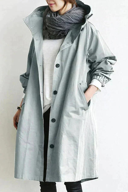 Gabardina impermeable con capucha para mujer