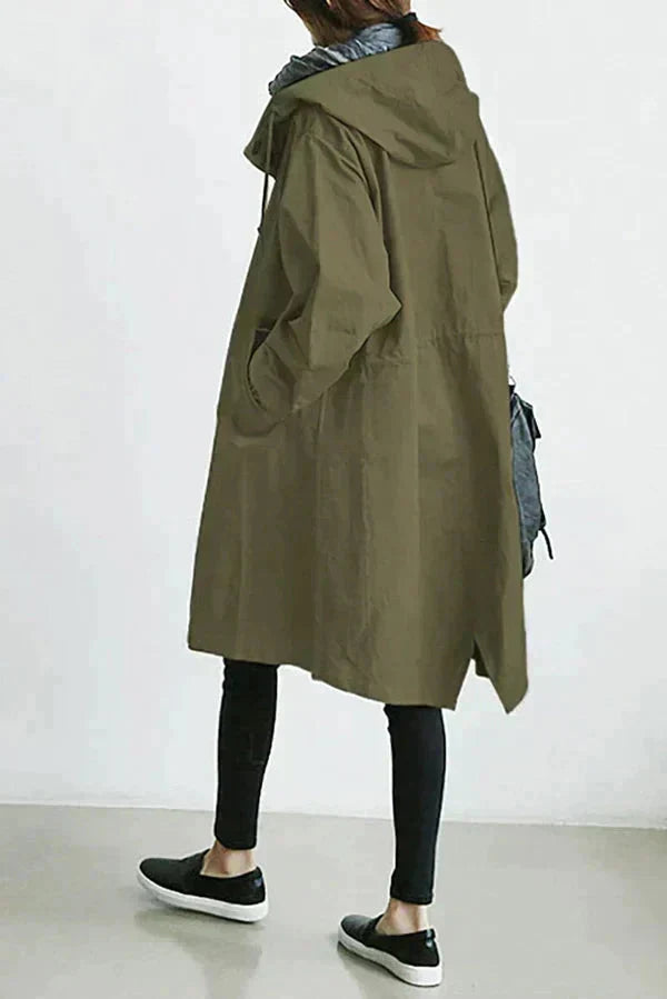 Gabardina con capucha para mujer, urbana