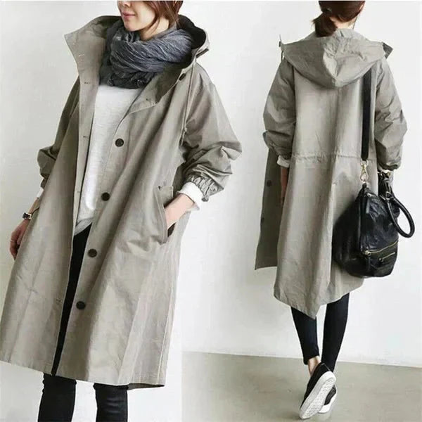 Gabardina con capucha para mujer, para la lluvia