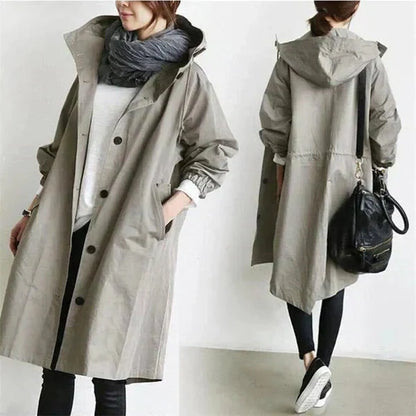 Gabardina con capucha para mujer, para la lluvia