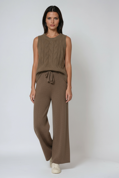 Pantaloni in maglia di cotone con coulisse e taglio morbido — Pantaloni comodi relax