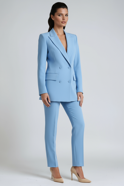 Completo di lino con blazer doppiopetto e pantaloni sartoriali — Tailleur due pezzi