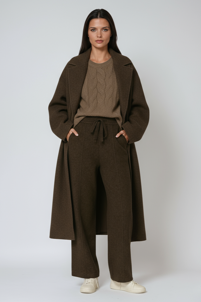 Pantaloni in maglia di cotone con coulisse e taglio morbido — Pantaloni comodi relax