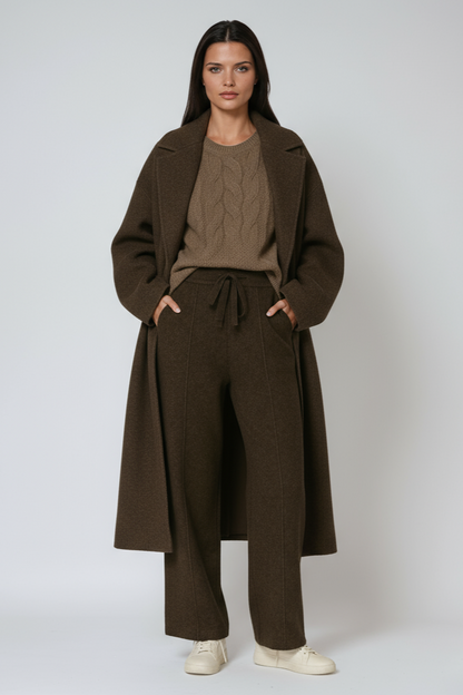 Pantaloni in maglia di cotone con coulisse e taglio morbido — Pantaloni comodi relax