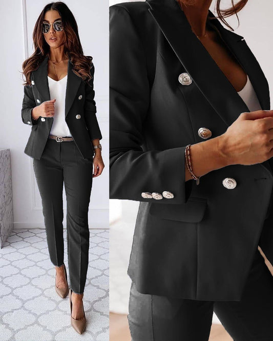 Conjunto de traje elegante para mujer, blazer y pantalón