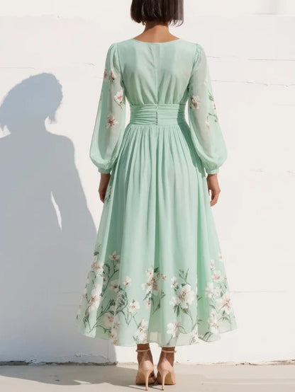 Vestido midi para mujer, cuello en pico
