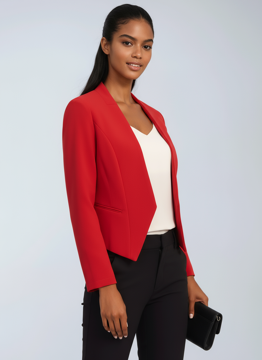 Blazer corto a fronte aperto — Giacca da ufficio elegante