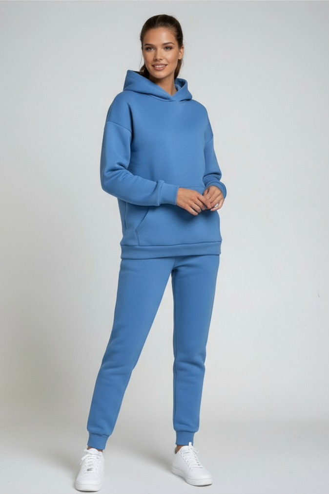 Completo felpa con cappuccio e joggers in cotone — Set comodo da relax