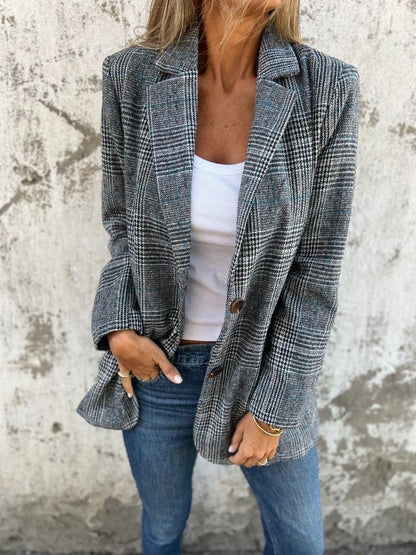 Blazer a quadri — Giacca elegante e aderente d'autunno