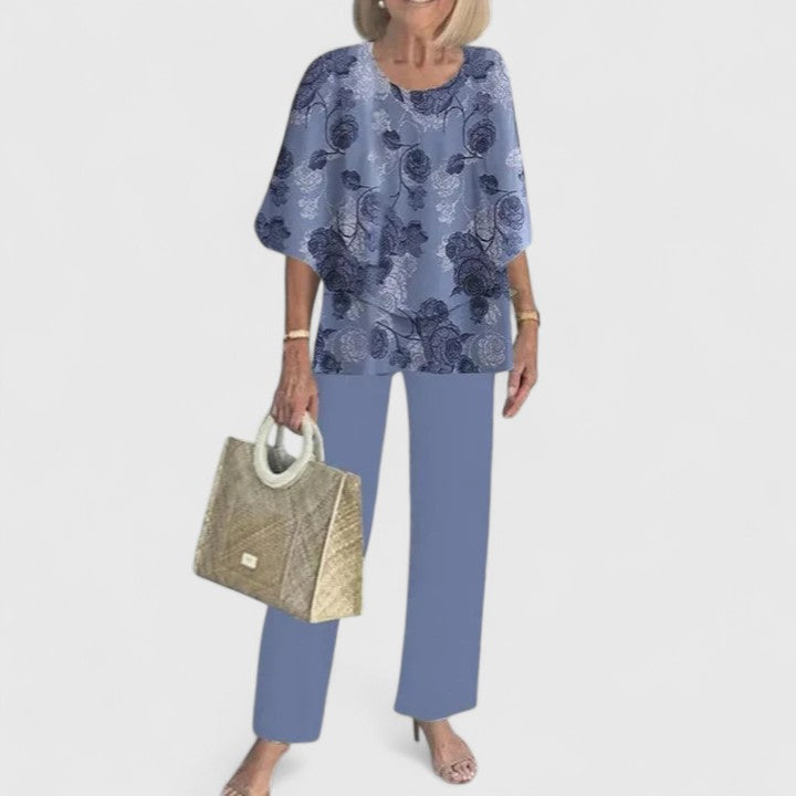Completo di lino due pezzi con top e pantaloni — Completo elegante e traspirante