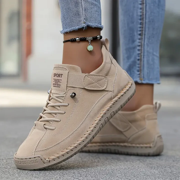 Zapatillas ortopédicas de cuero para mujer, suela amortiguadora