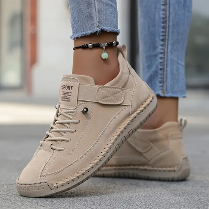 Zapatillas ortopédicas de cuero para mujer, suela amortiguadora