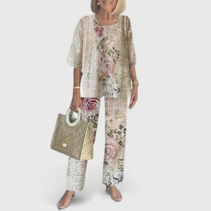 Completo di lino due pezzi con top e pantaloni — Completo elegante e traspirante