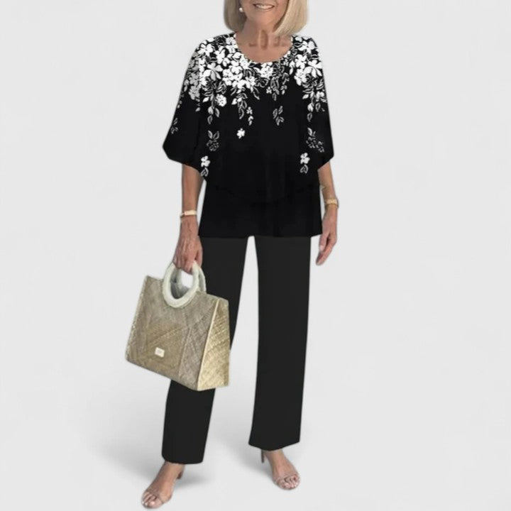 Completo di lino due pezzi con top e pantaloni — Completo elegante e traspirante