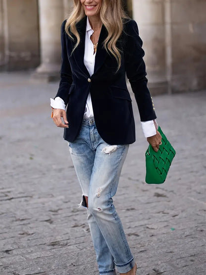 Blazer aderente a un bottone — Giacca dal taglio sartoriale con revers