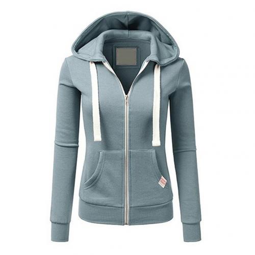 Felpa con cappuccio e zip, taglio slim — Felpa di cotone con coulisse