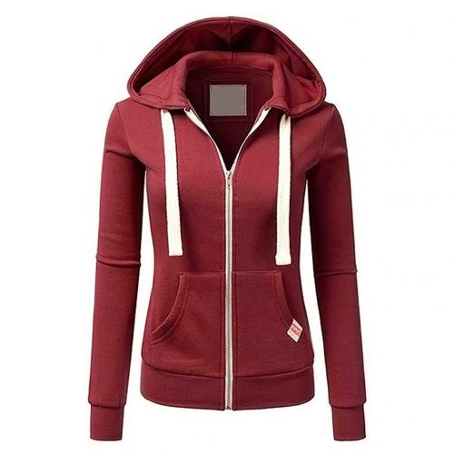 Felpa con cappuccio e zip, taglio slim — Felpa di cotone con coulisse