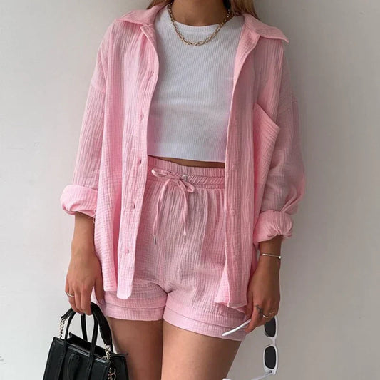 Completo di lino, camicia e pantaloni — Due pezzi estivo